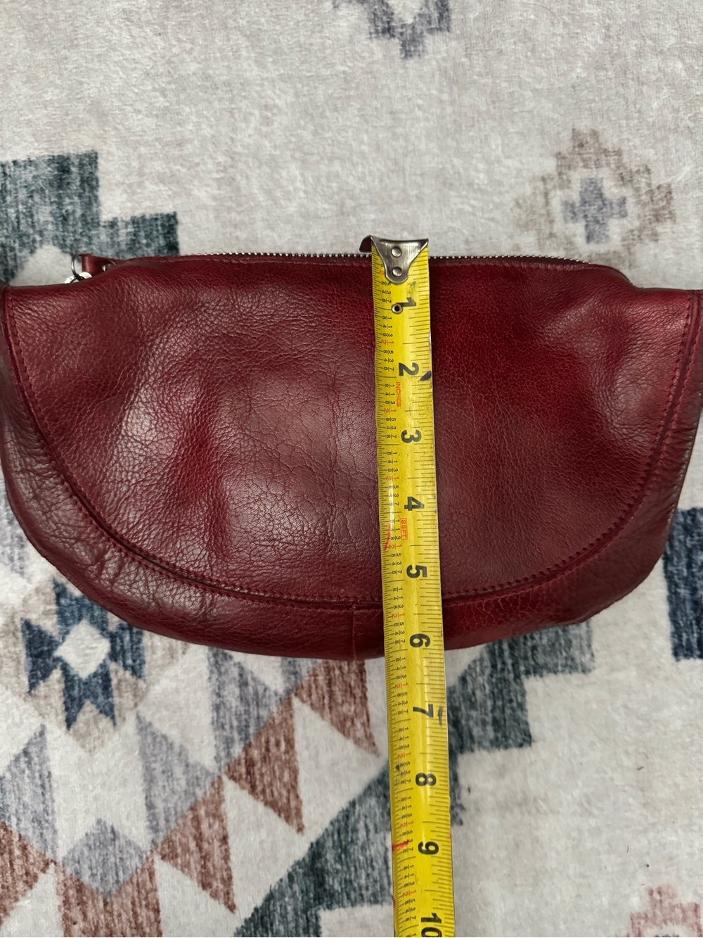 Women's Burgundy Leather Crossbody Bag - Picture 8 of 9